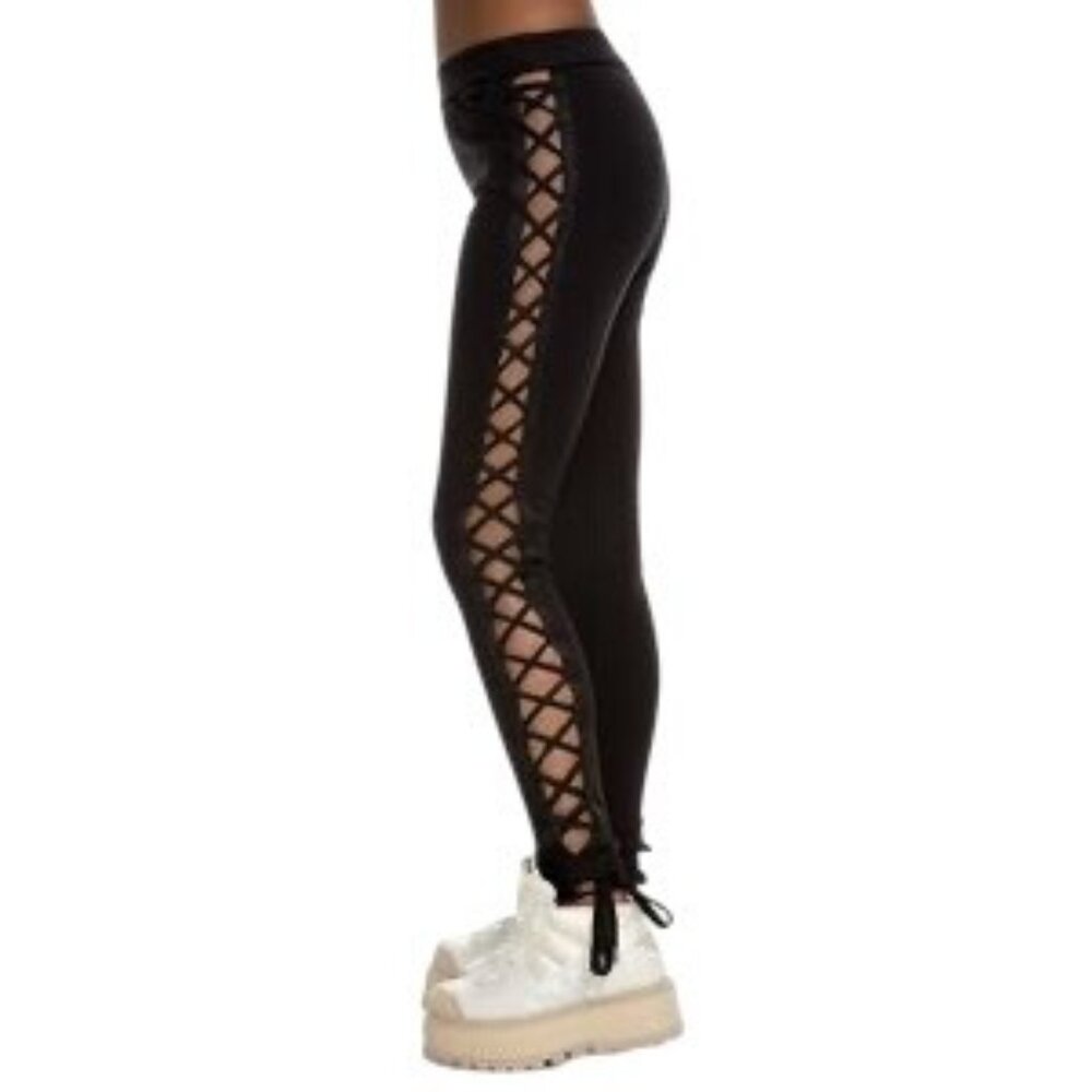Fenty Puma Rihanna Black Boxing Bomber Lace Up Side Athletic Athleisure Leggings - Picture 6 of 16
